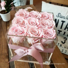 Hot Sale Christmas Gift Square Acrylic Flower Box